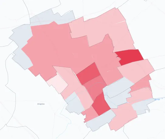 Carte de la valeur locative de référence de Liévin