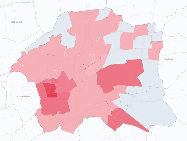 Carte de la valeur locative de référence de Clermont-Ferrand