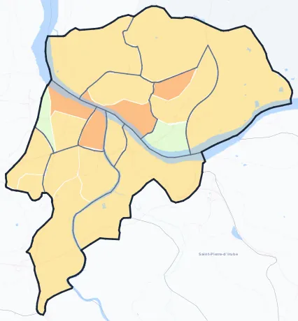 Carte de densité de population de Bayonne