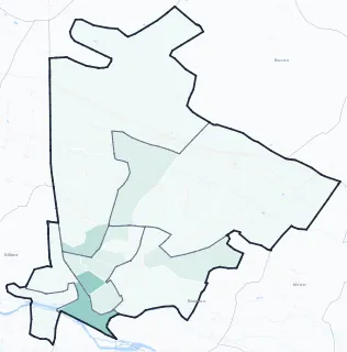 Carte de densité d'emplois salariés estimés de Pau