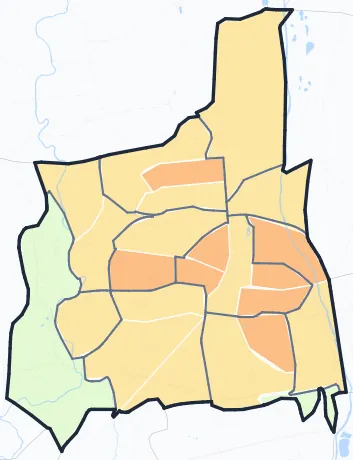 Carte de densité de population de Tarbes