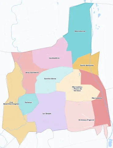 Carte des arrondissements et quartiers de Tarbes