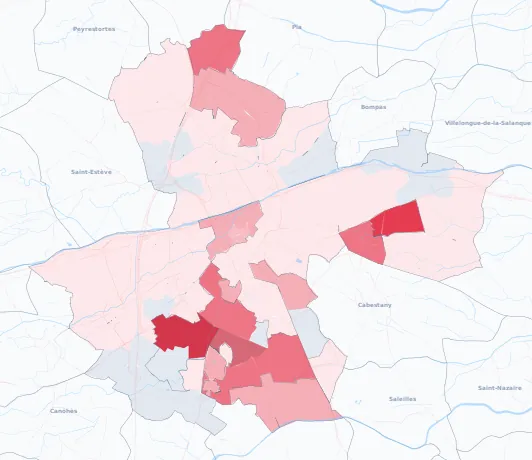 Carte de la valeur locative de référence de Perpignan
