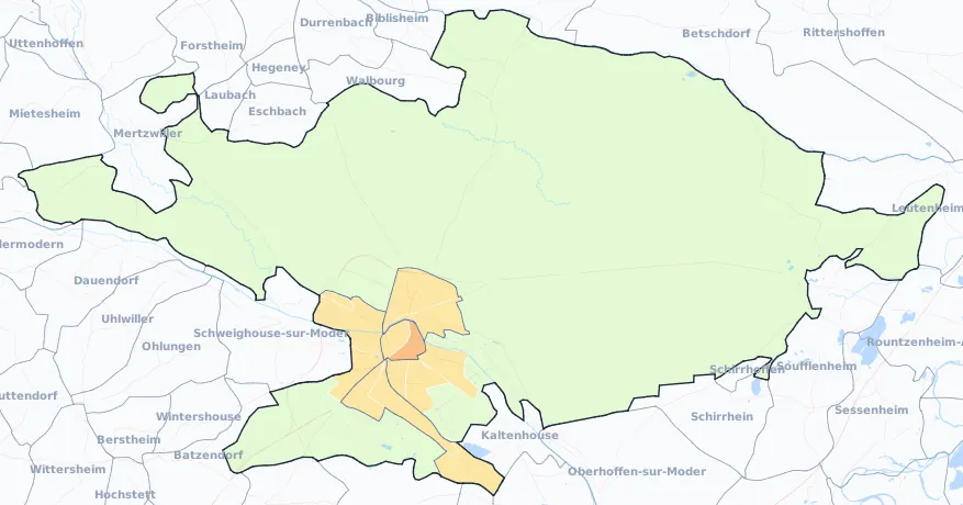 Carte de densité de population de Haguenau