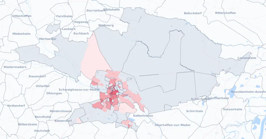 Carte de la valeur locative de référence de Haguenau