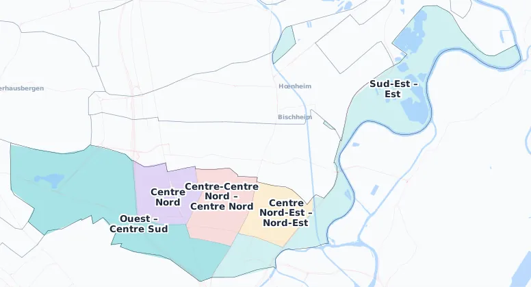 Carte des arrondissements et quartiers de Schiltigheim