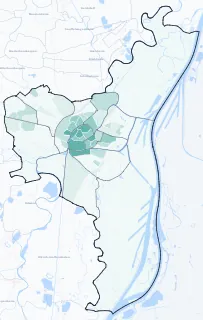 Carte de densité d'emploi (répartition estimée) de Strasbourg