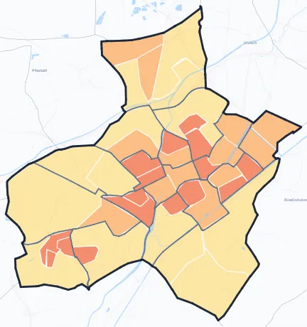 Carte de densité de population de Mulhouse