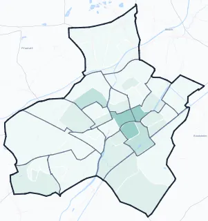 Carte de densité d'emplois salariés estimés de Mulhouse