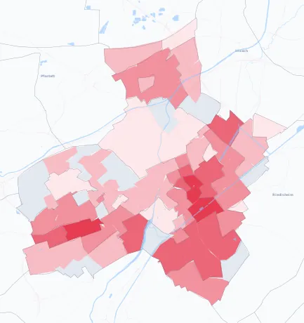 Carte de la valeur locative de référence de Mulhouse