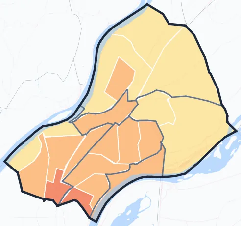 Carte de densité de population de Caluire-et-Cuire