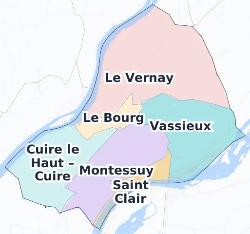 Carte des arrondissements et quartiers de Caluire-et-Cuire