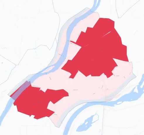 Carte de la valeur locative de référence de Caluire-et-Cuire