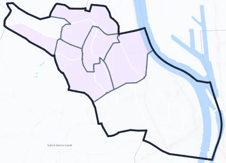 Carte de densité de population étudiante de Oullins-Pierre-Bénite