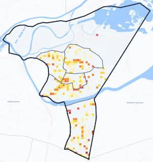 Carte des commerces de Vaulx-en-Velin
