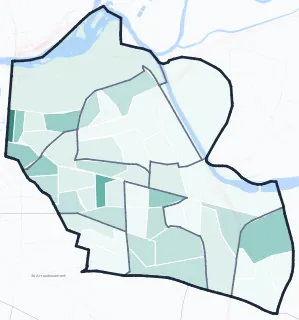 Carte de densité d'emplois salariés estimés de Villeurbanne