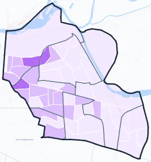 Carte de densité de population étudiante de Villeurbanne