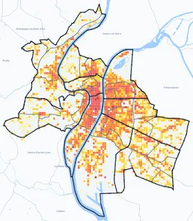 Carte des commerces de Lyon