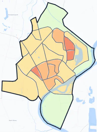 Carte de densité de population de Chalon-sur-Saône