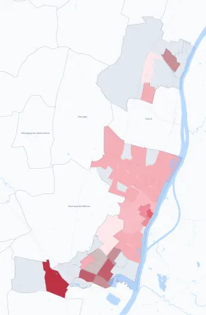 Carte de la valeur locative de référence de Mâcon