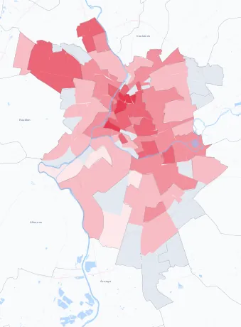Carte de la valeur locative de référence de Le Mans