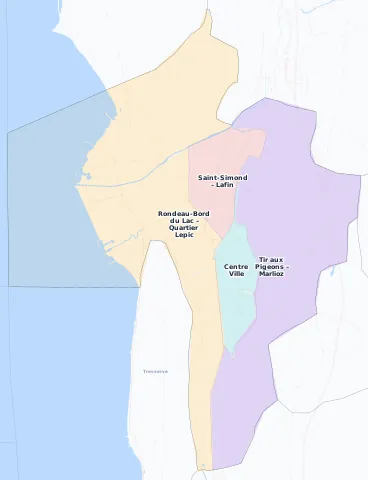 Carte des arrondissements et quartiers de Aix-les-Bains