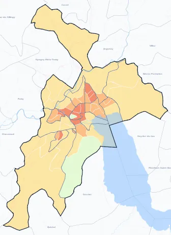 Carte de densité de population de Annecy
