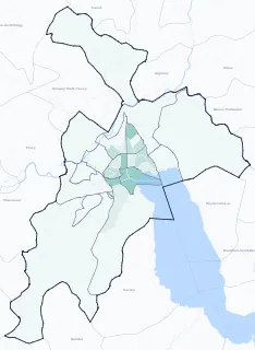 Carte de densité d'emploi (répartition estimée) de Annecy