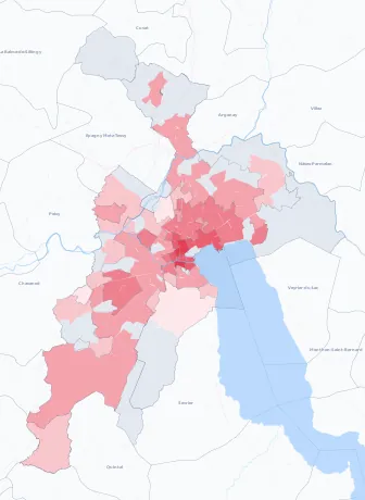 Carte de la valeur locative de référence de Annecy