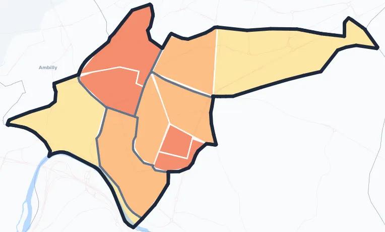 Carte de densité de population de Annemasse