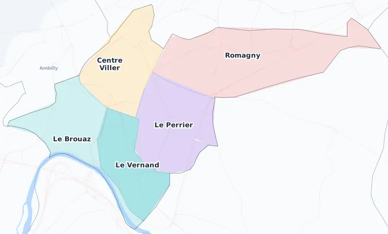 Carte des arrondissements et quartiers de Annemasse