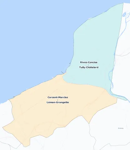 Carte des arrondissements et quartiers de Thonon-les-Bains