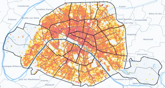 Carte des commerces de Paris