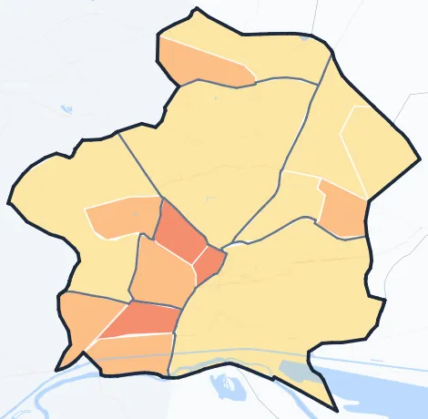 Carte de densité de population de Chelles