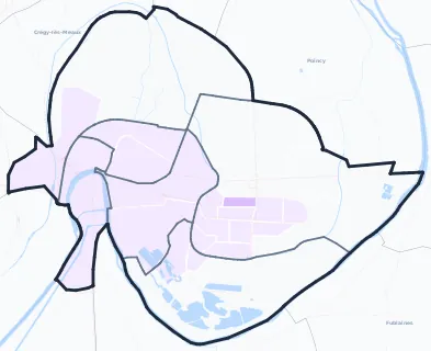 Carte de densité de population étudiante de Meaux