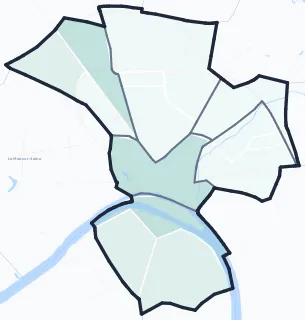 Carte de densité d'emplois salariés estimés de Melun