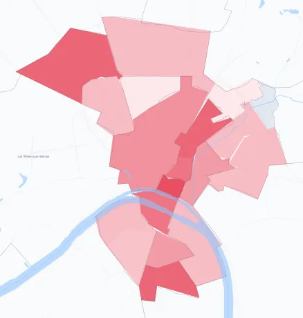 Carte de la valeur locative de référence de Melun