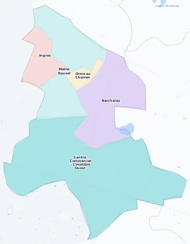 Carte des arrondissements et quartiers de Pontault-Combault