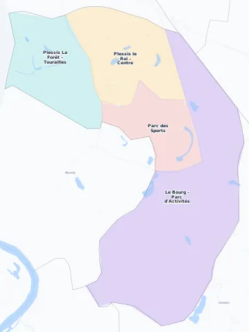 Carte des arrondissements et quartiers de Savigny-le-Temple