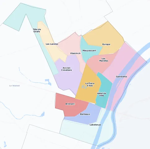 Carte des arrondissements et quartiers de Chatou