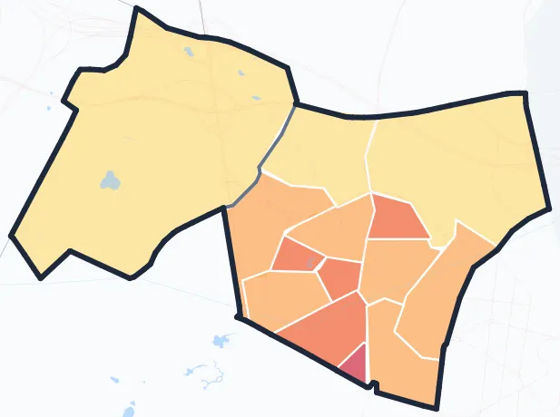Carte de densité de population de Le Chesnay-Rocquencourt