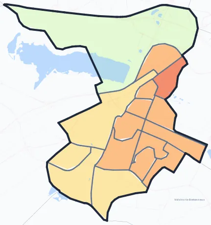 Carte de densité de population de Montigny-le-Bretonneux