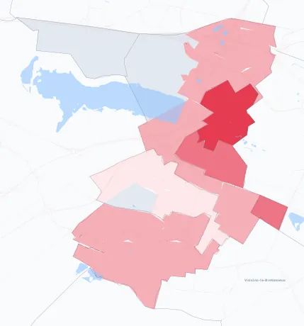 Carte de la valeur locative de référence de Montigny-le-Bretonneux