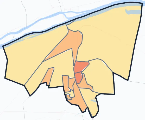 Carte de densité de population de Les Mureaux
