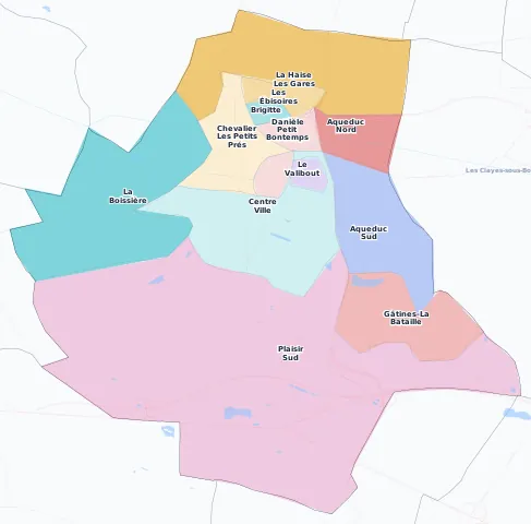 Carte des arrondissements et quartiers de Plaisir