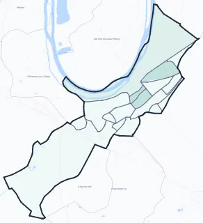 Carte de densité d'emploi (répartition estimée) de Poissy