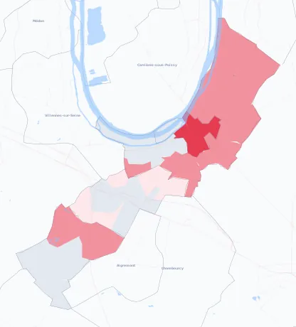 Carte de la valeur locative de référence de Poissy