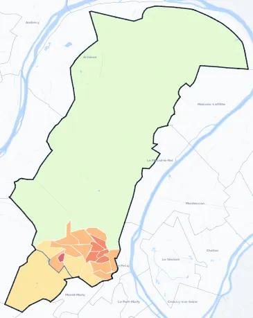 Carte de densité de population de Saint-Germain-en-Laye