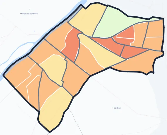 Carte de densité de population de Sartrouville