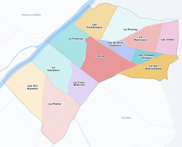 Carte des arrondissements et quartiers de Sartrouville